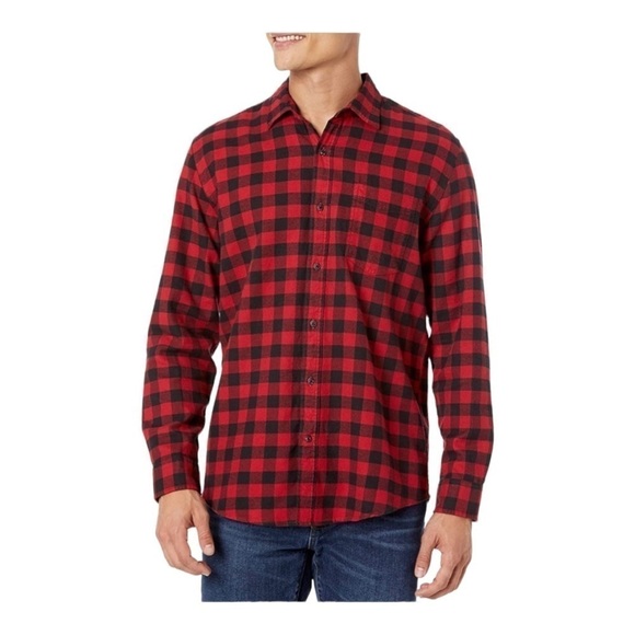 AMAZON Essentials Mens Regular Fit Buffalo Plaid Flannel Shirt Size S - Picture 1 of 7